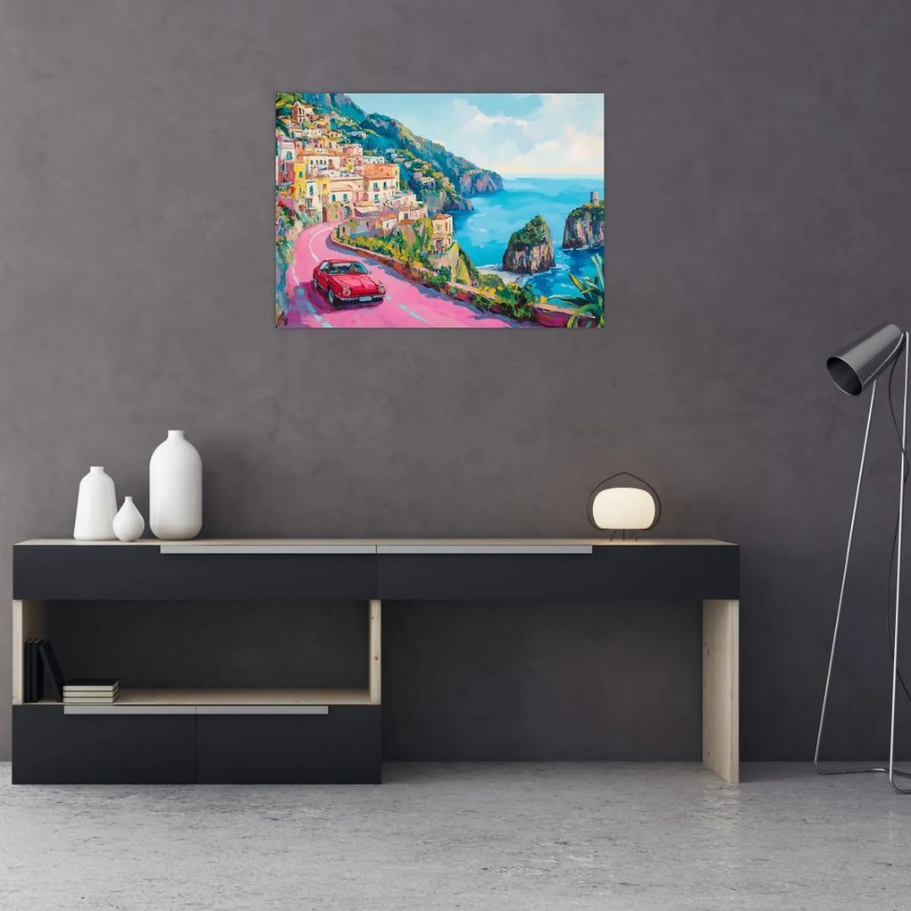 Kép - Rózsaszín part menti út (70x50 cm)
