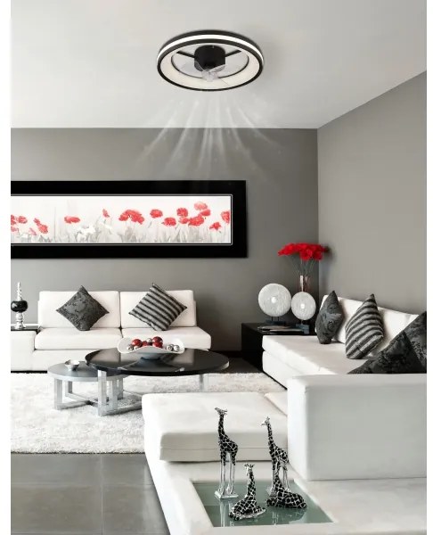 Globo 03651 - LED Mennyezeti lámpa ventilátorral GATIAN LED/30W/230V fekete + távirányító