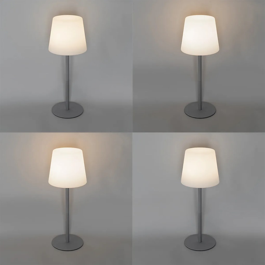 Asztali lámpa szürke, újratölthető, LED-del és fényerőszabályzóval, IP54 - Jude