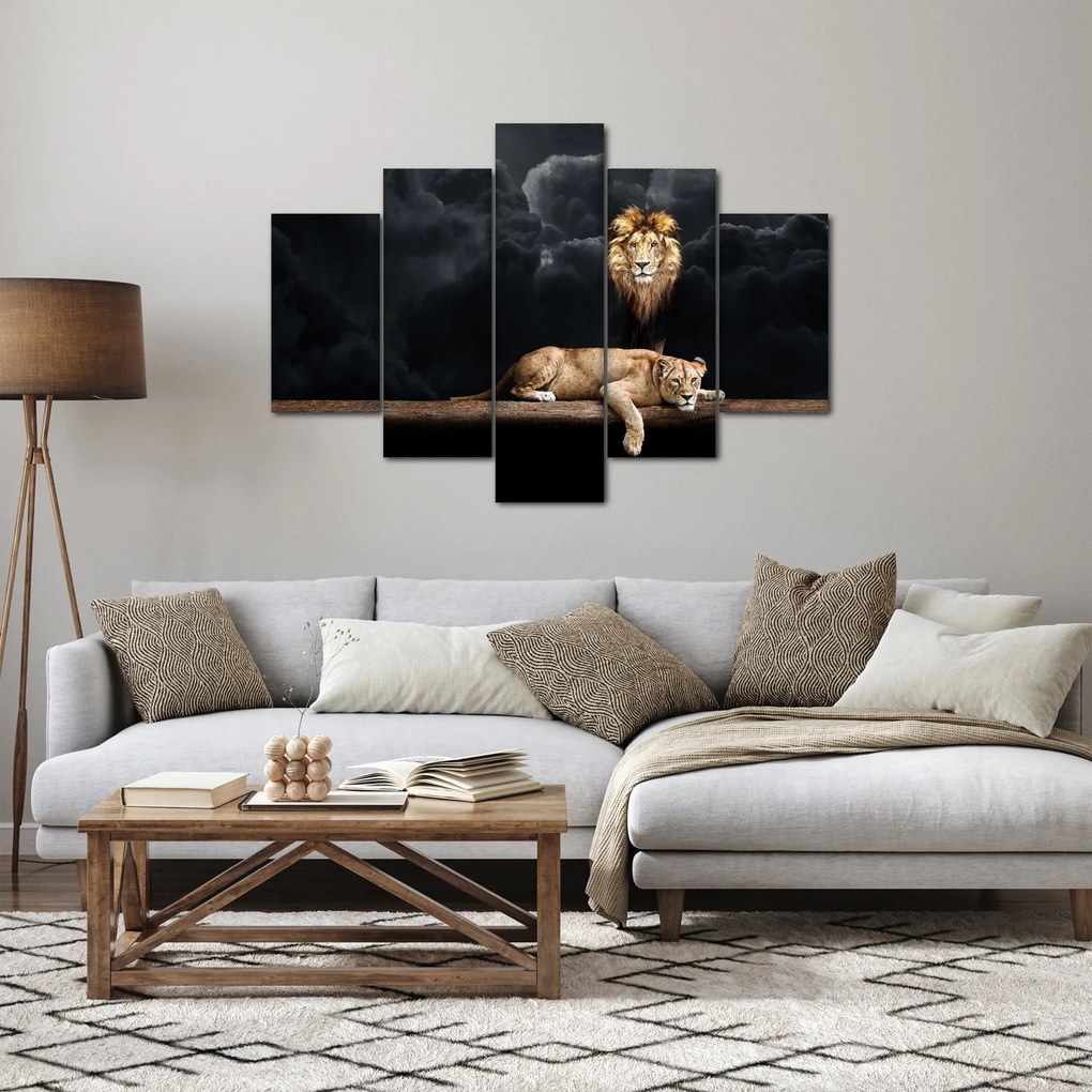 Kép - oroszlán és a nőstény oroszlán a felhőkben (150x105 cm)