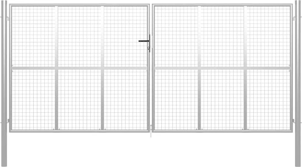 vidaXL ezüst színű horganyzott acél kerti kapu 400 x 175 cm