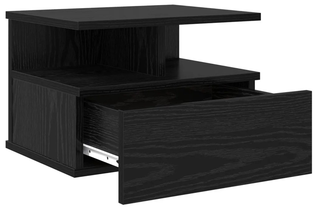 Falra Szerelhető Éjjeli Asztal Fekete Tölgy 40x31x27 cm MDF