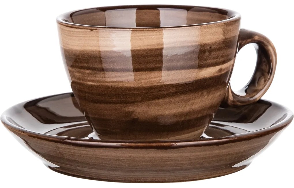 Banquet PALAS 6 db-os csésze és csészealj készlet , 90 ml, barna