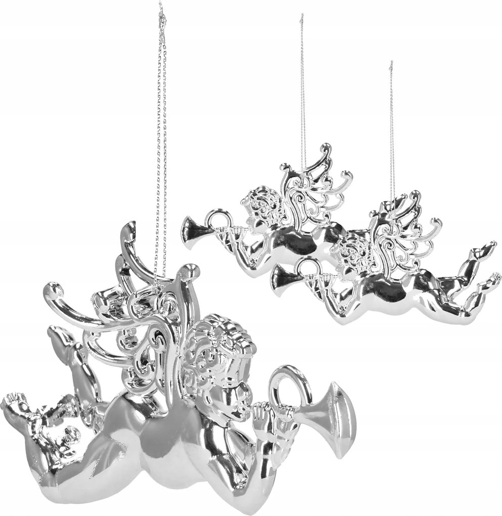 Angyalka Medál Karácsonyfára 12cm 2db Ezüst Karácsonyfadísz