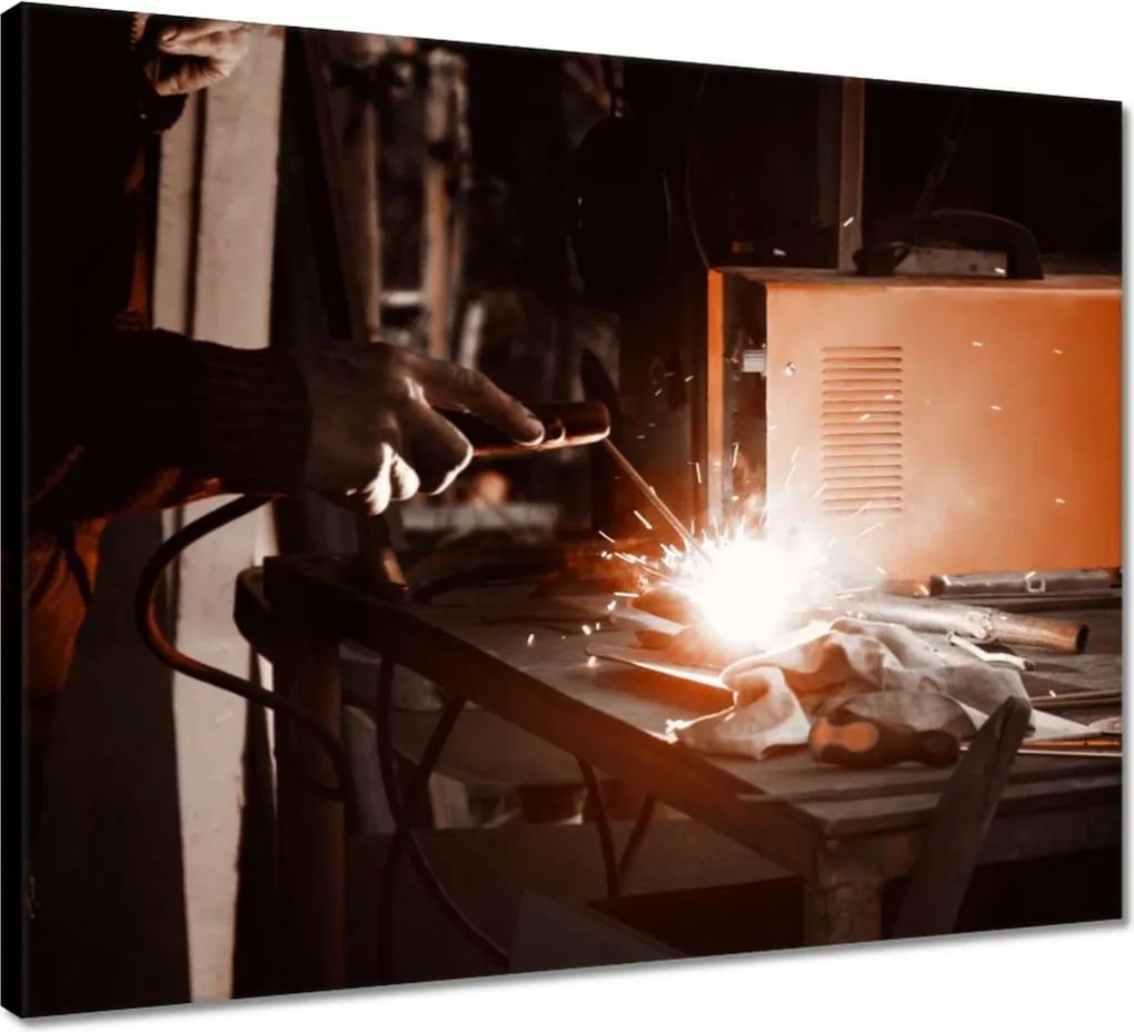 Vászonkép 50x40 Hegesztő hegesztő lapát