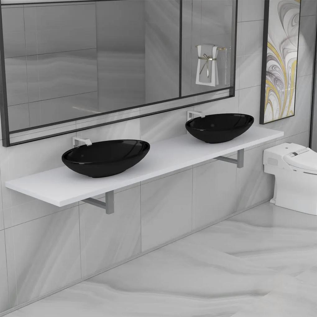 vidaXL 3-részes fehér kerámia fürdőszobai bútorszett