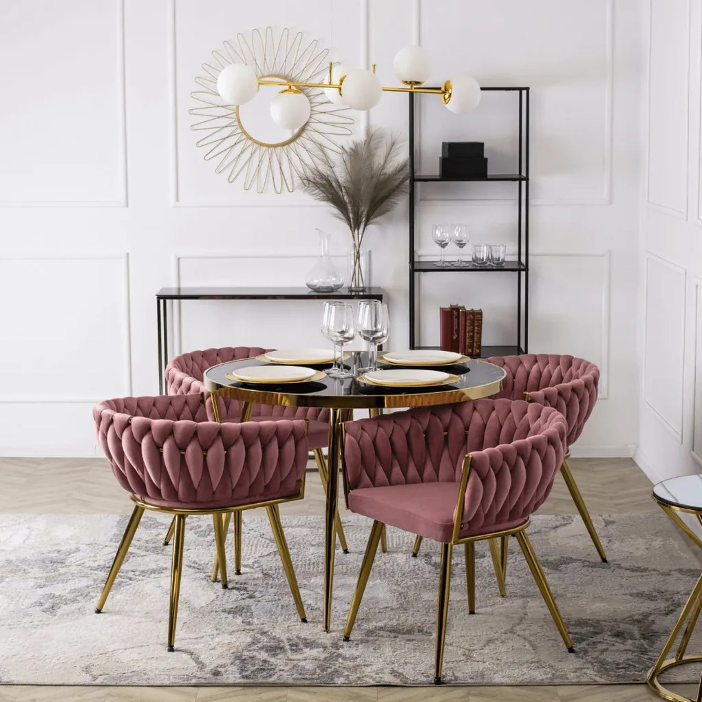 Elegáns Rózsaszín Étkezőszék Arany Lábbal. CAPRI