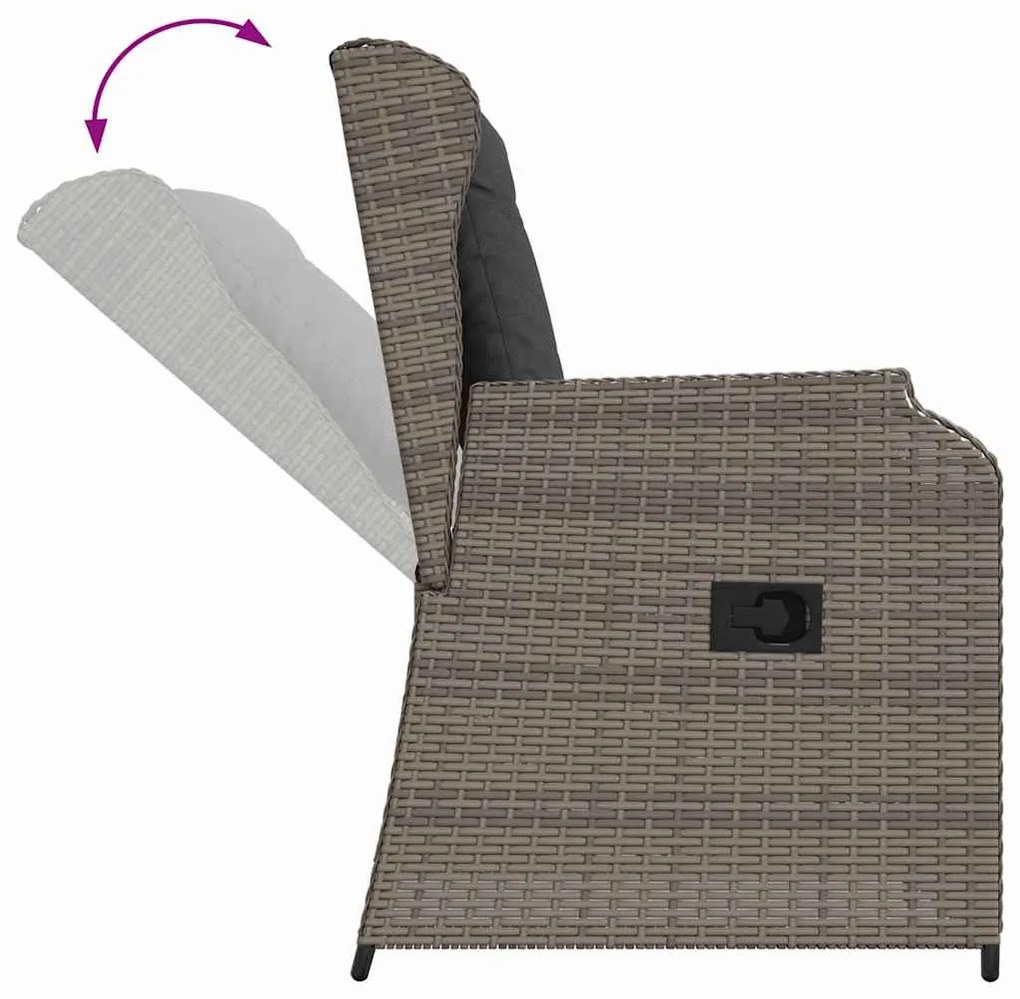 Kerti pad párnával 2 pcs Szürke Poli rattan