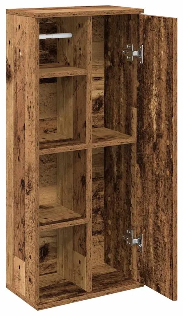 antik fa színű fürdőszobaszekrény tekercstartóval 39x22x90 cm