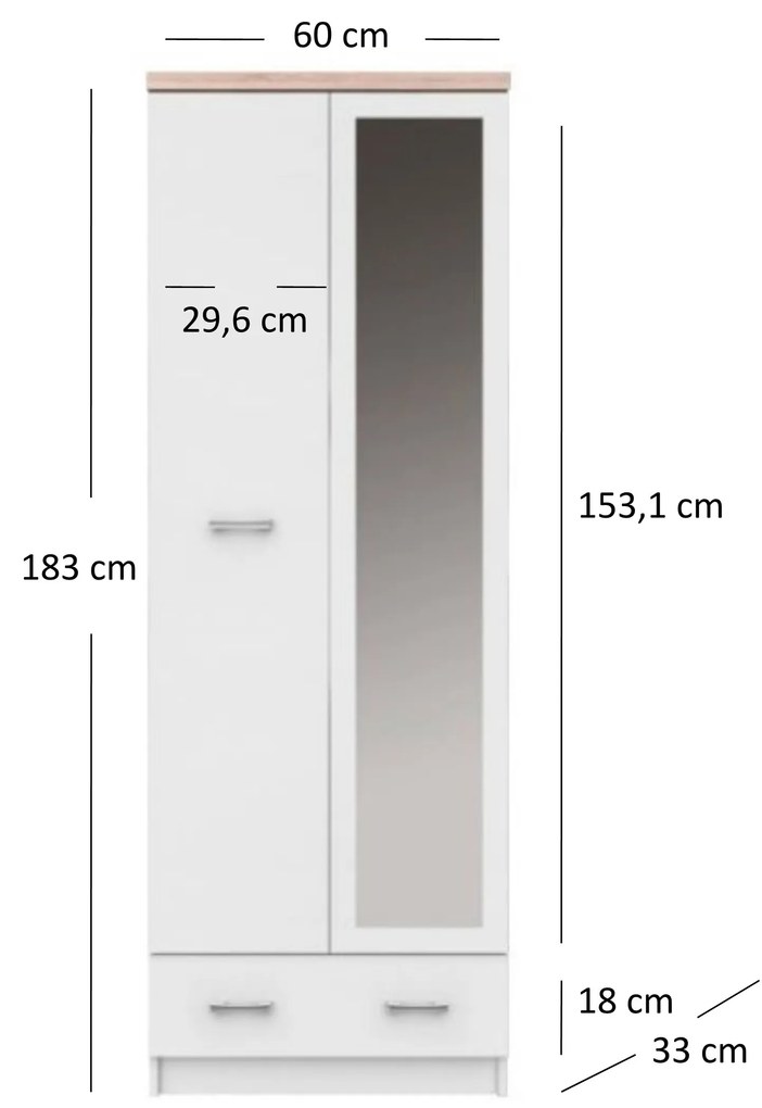 Ruhásszekrény Tianna (fehér). Akció -15%. 1053337