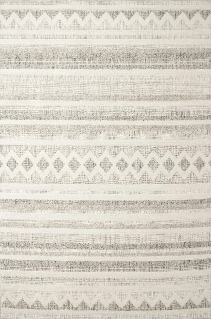 120x180 cm Világos Pamut Szőnyeg Krém Bézs Szürke Kétszintes Geometrikus