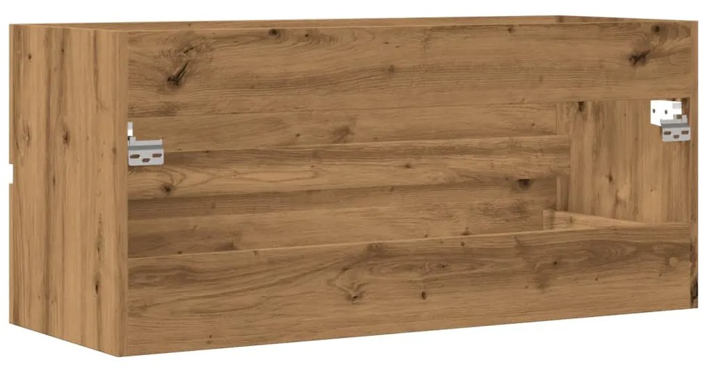 kézműves tölgy színű szerelt fa mosdószekrény 100 x 38,5 x 45cm