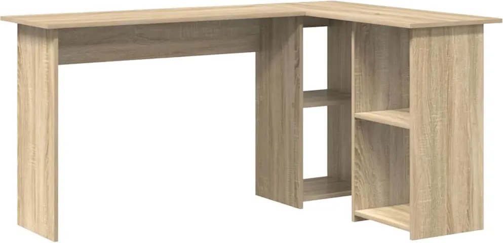 vidaXL Asztal polcokkal Sonoma tölgy 142 x 102 x 73 cm Faanyag