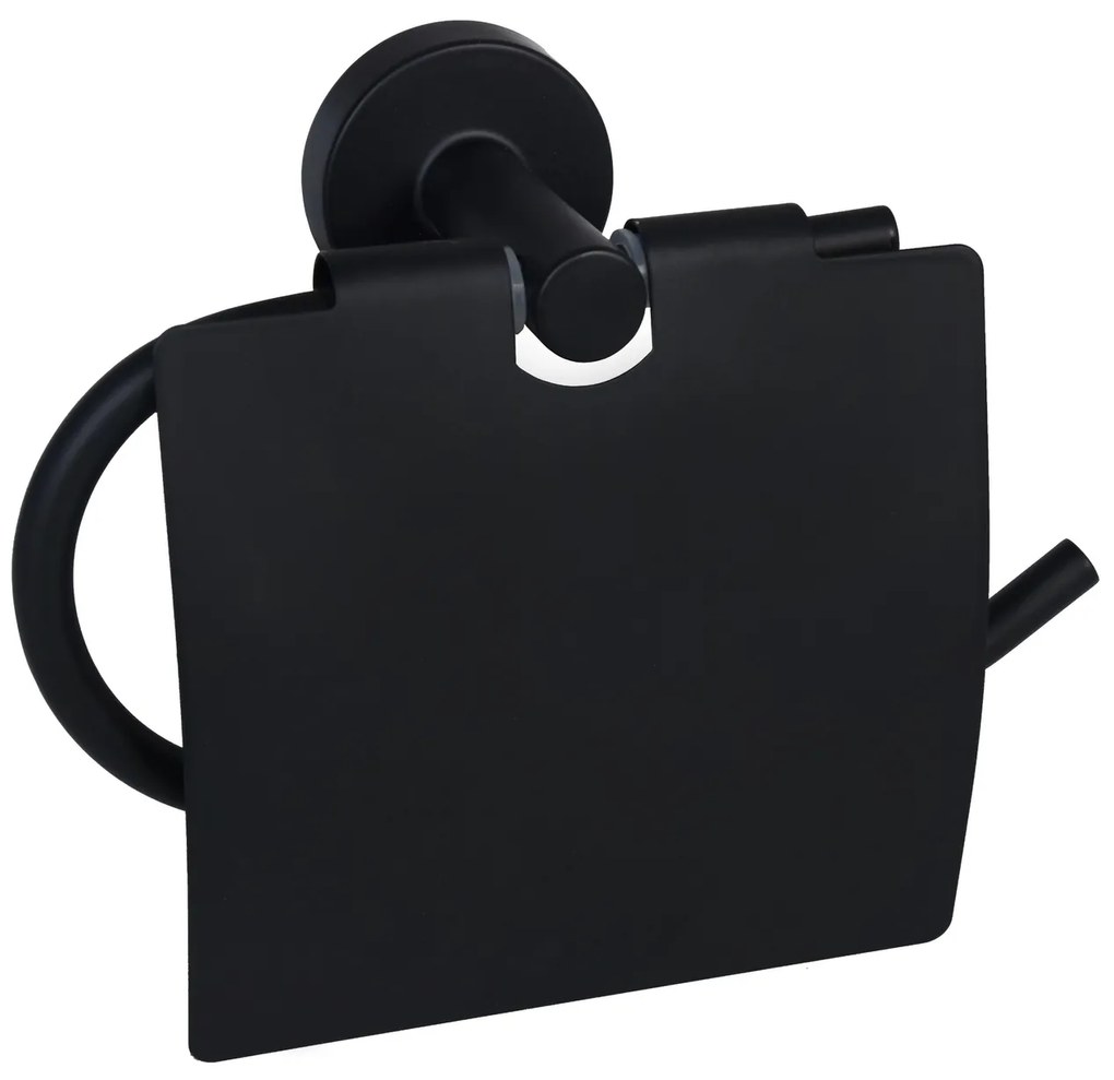 BISK Erga FOR YOU, WC papír tartó fedővel, matt fekete, ERG-08256