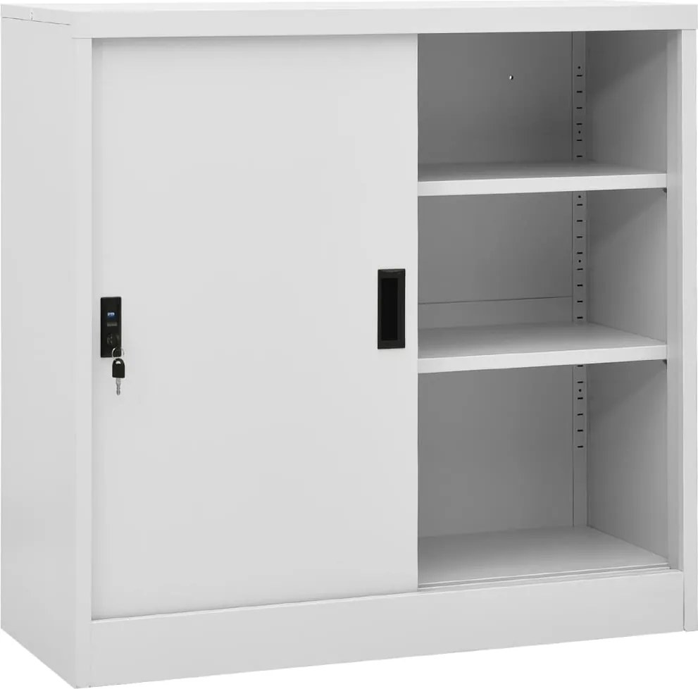 vidaXL világosszürke acél tolóajtós irodai szekrény 90 x 40 x 90 cm