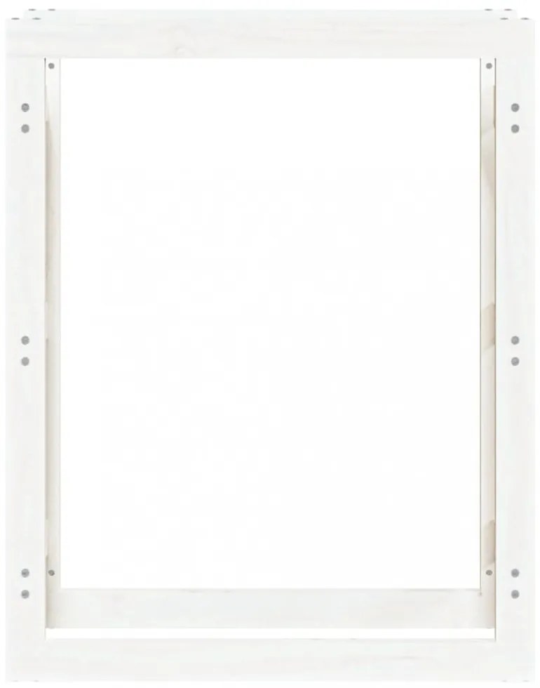 fehér tömör fenyőfa tűzifatartó állvány 80 x 25 x 100 cm