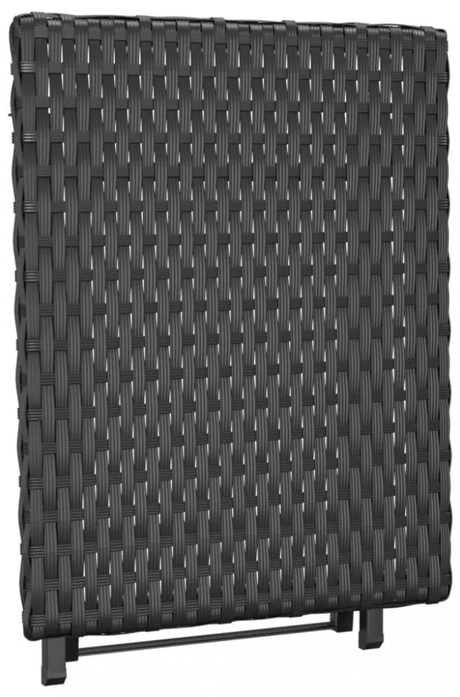 fekete összecsukható polyrattan asztal 45 x 35 x 32 cm