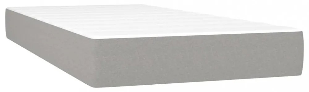 világosszürke szövet rugós és LED-es ágy matraccal 200x200 cm