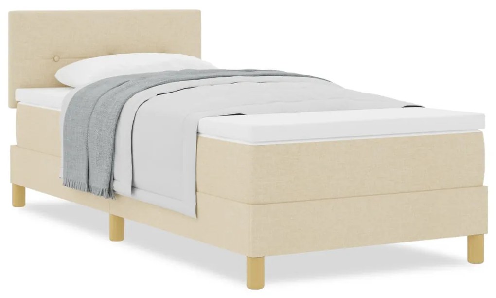 Box Spring Ágy Matraccal Krém 90x190 cm Szövet