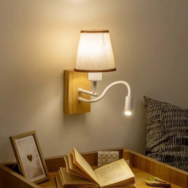 Brilagi - LED Fali lámpa NUBILA WOOD 1xE27/25W/230V + LED/3W tölgy/barna