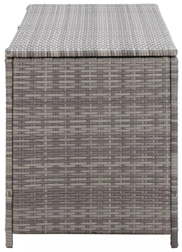 szürke polyrattan kerti tárolóláda 150 x 50 x 60 cm