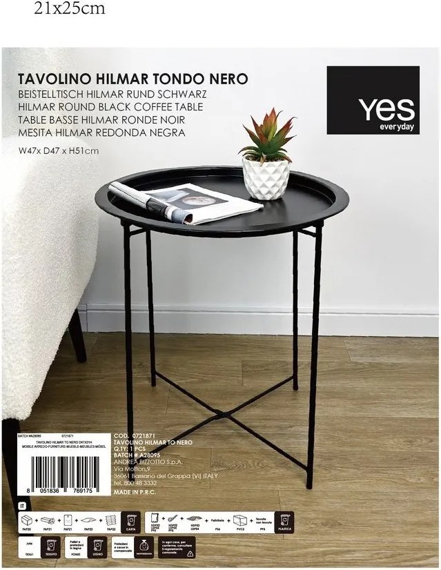 Fém kerek tárolóasztal ø 47 cm Hilmar – Yes Everyday