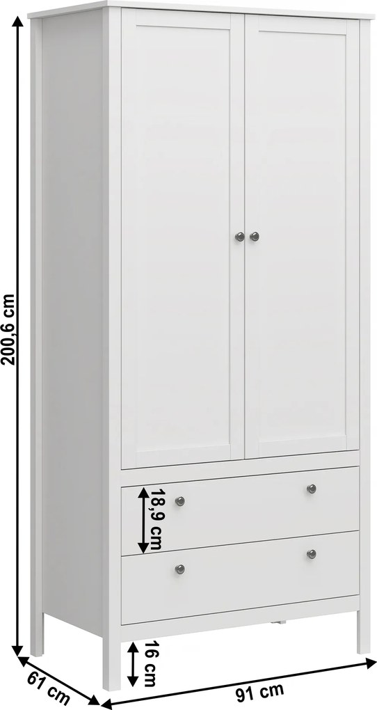 Szekrény 2D2S, fehér, OLJE