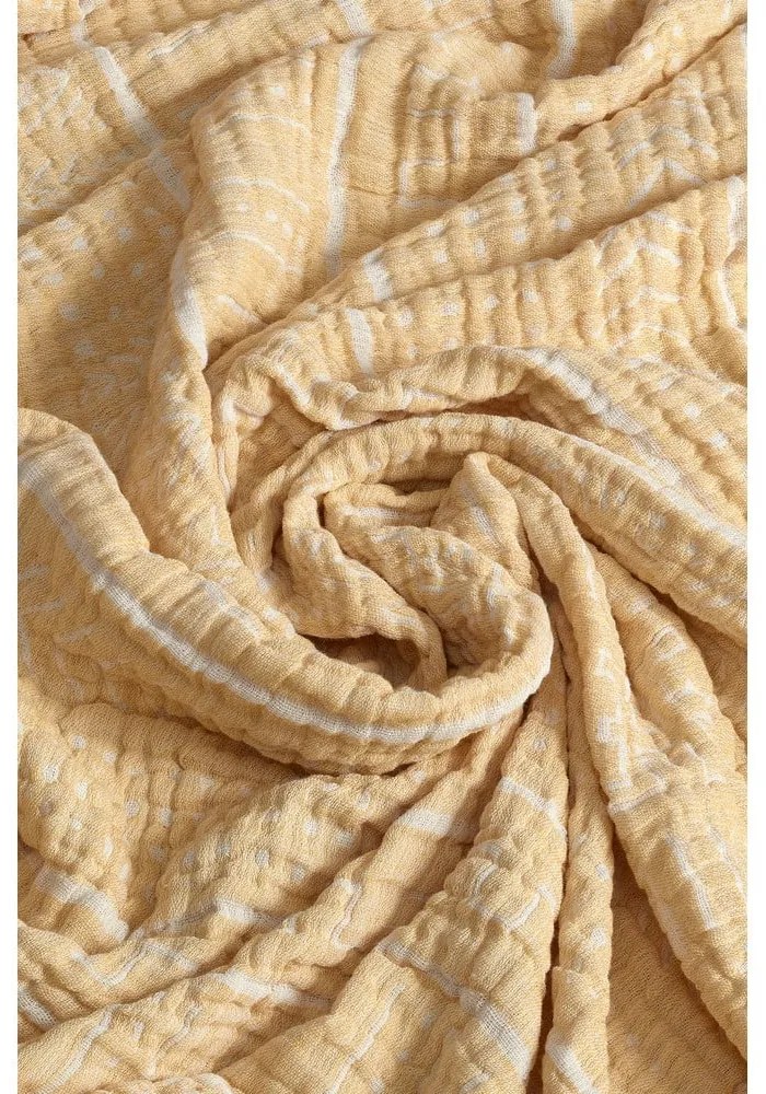 Sárga muszlin ágytakaró franciaágyra 220x240 cm Etno - Mijolnir