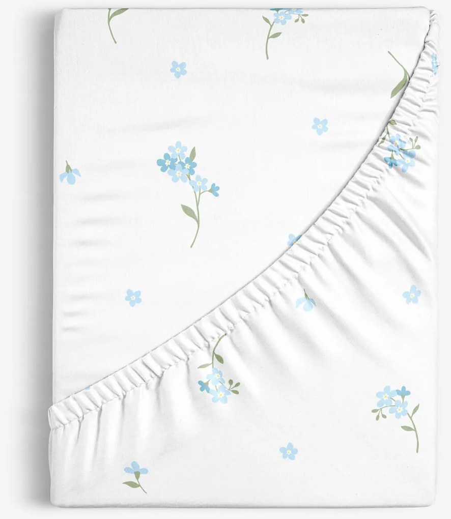 Goldea pamut gumis lepedő - nefelejcsek 80 x 160 cm