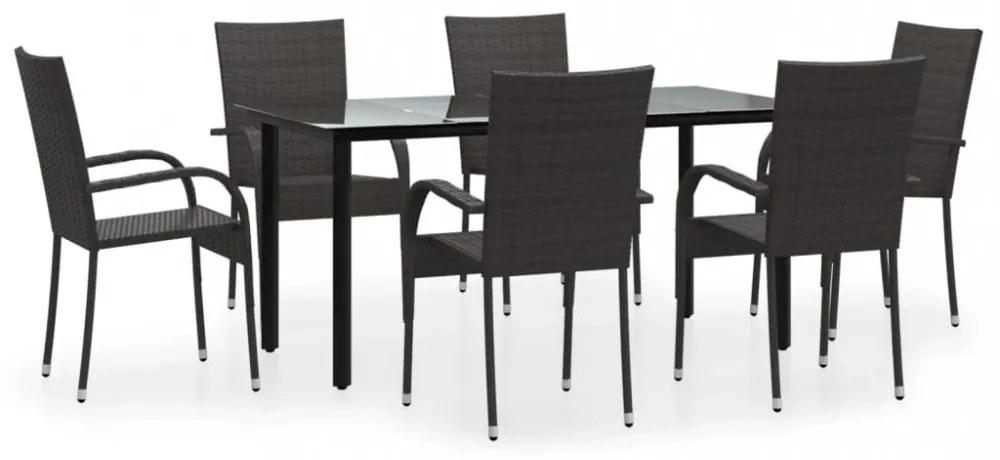 vidaXL 7 részes barna polyrattan kerti étkezőgarnitúra