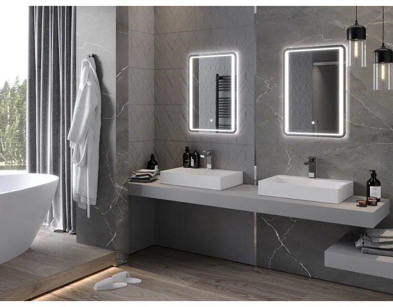 Mexen Zusa, LED fürdoszobai tükör háttérvilágítással 50x70 cm, 6000K, páramentes, 9808-050-070-611-00