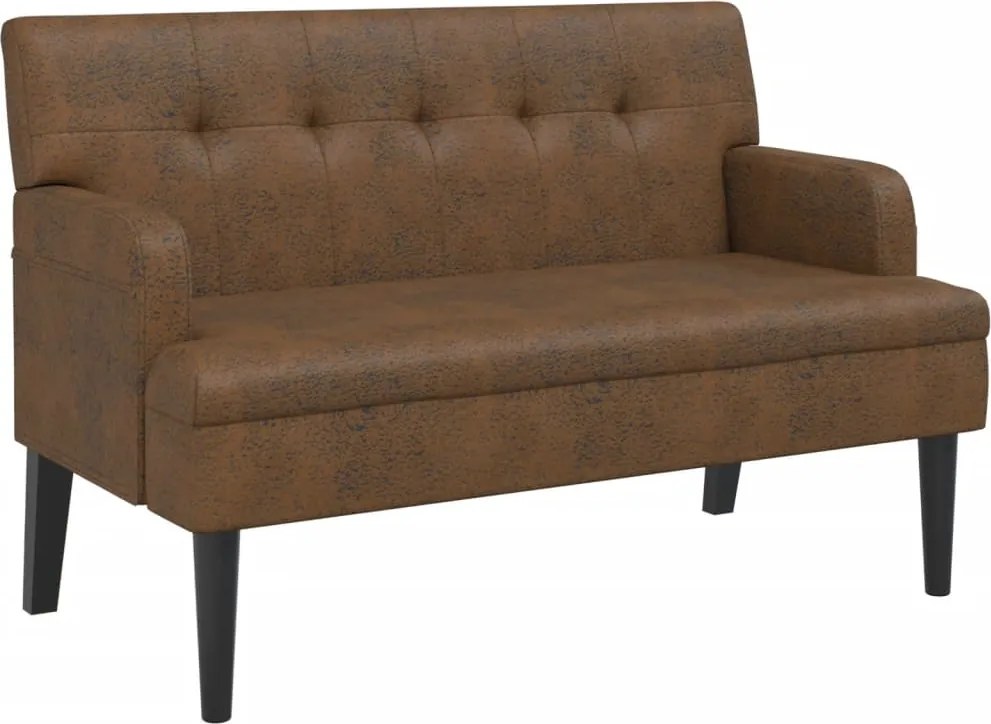 vidaXL barna műbőr pad háttámlával 112x65,5x75 cm