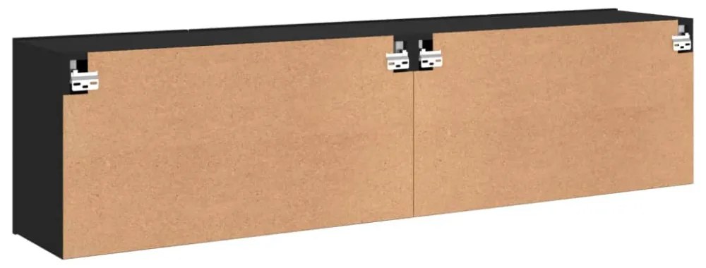 2 db fekete falra szerelhető TV-szekrény 80 x 30 x 41 cm