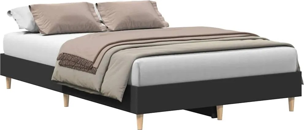 vidaXL fekete szerelt fa ágykeret matrac nélkül 135 x 190 cm