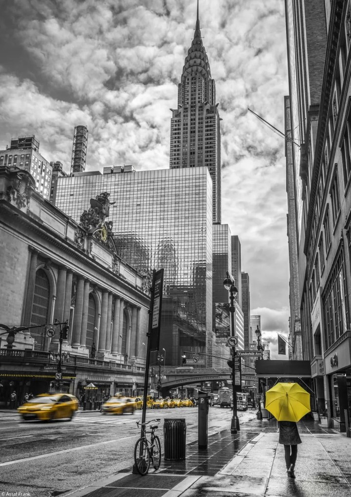 Poszter 21x29,7cm New York város alaprajza Chrysler 3 épülettel, Assaf Frank