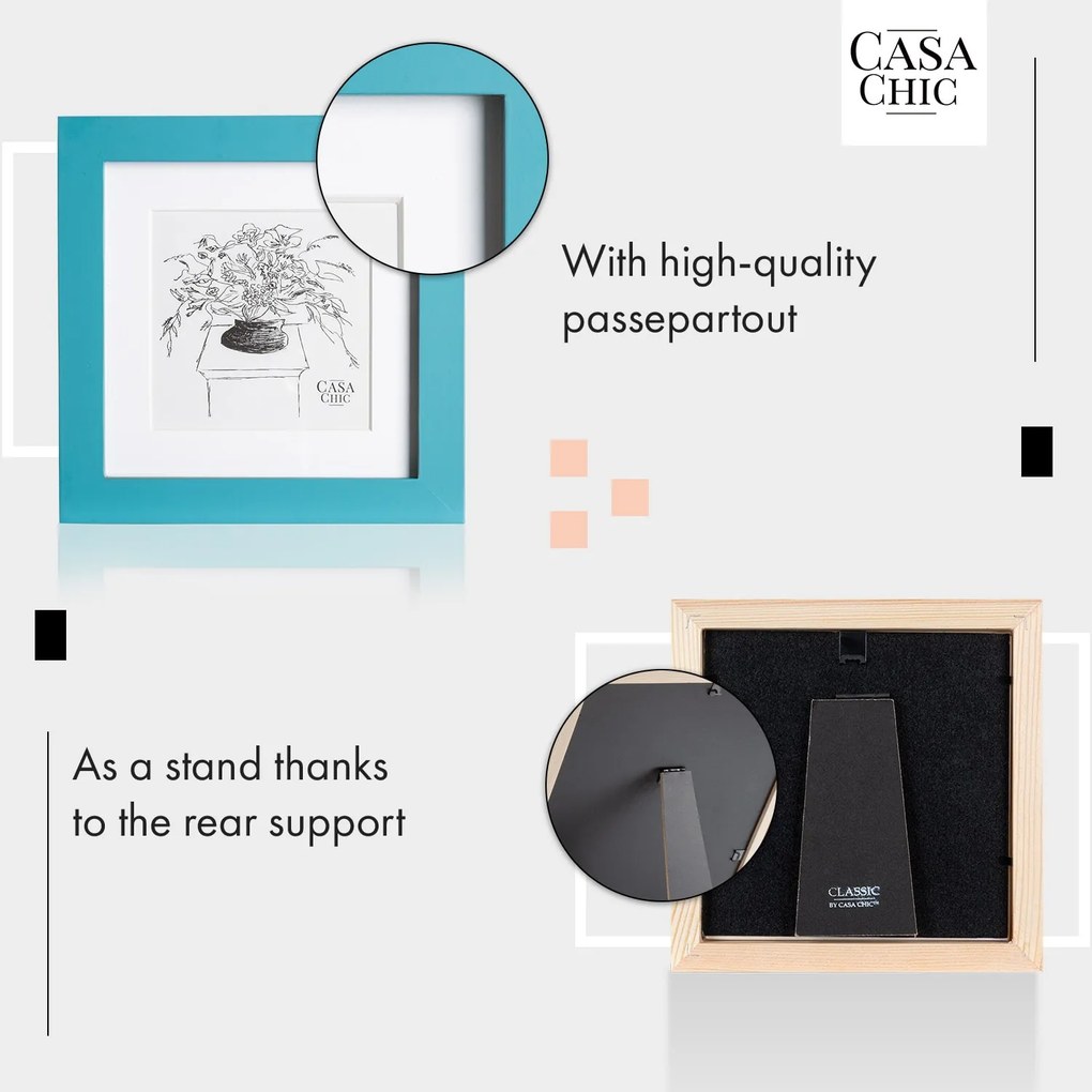 Casa Chic Clapton, képkeret, négyzet alakú, fényképek 15 x 15 cm, paszpartu, üveg