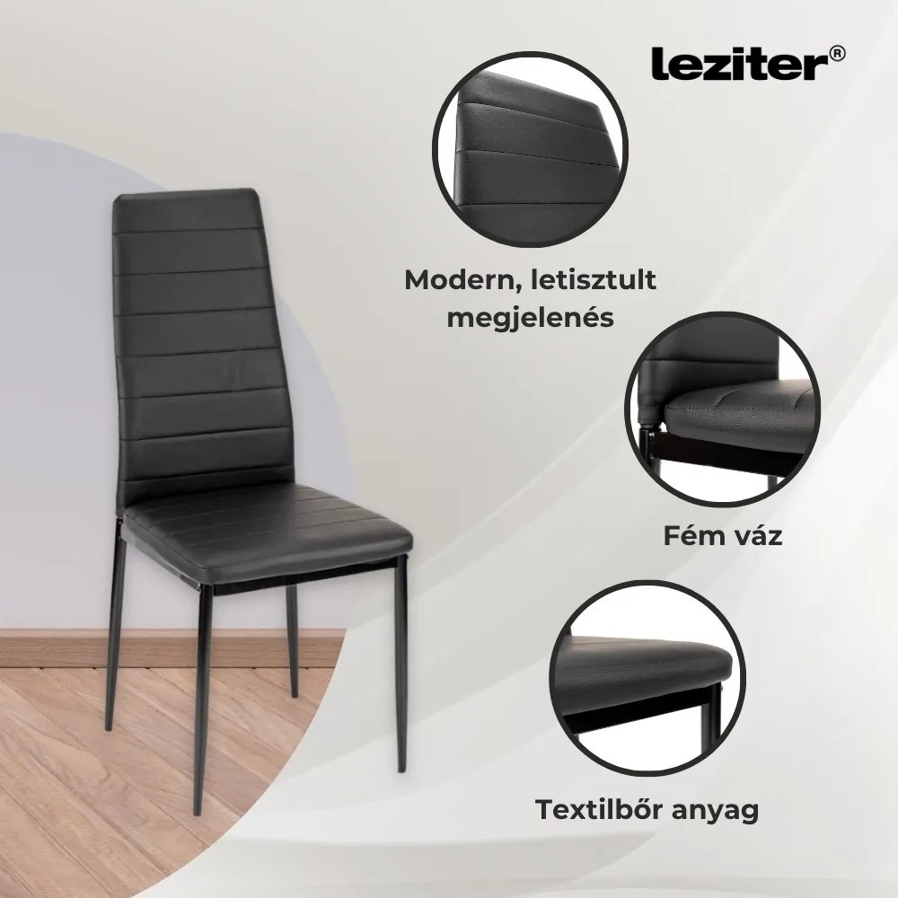 Tino NOVA Étkezőszék fekete textilbőr + fém - fekete