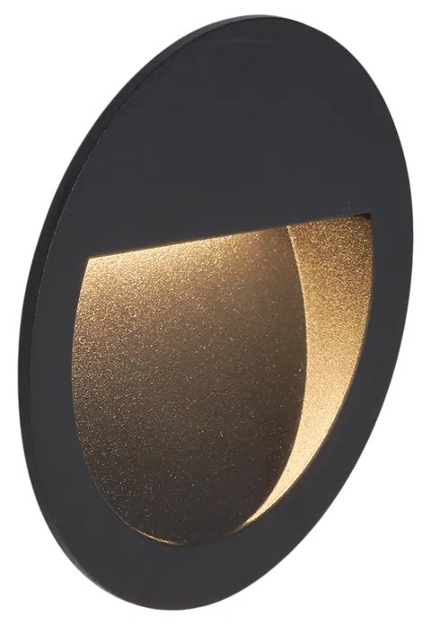 Modern beépíthető fali lámpa fekete LED-del IP65 - Gem