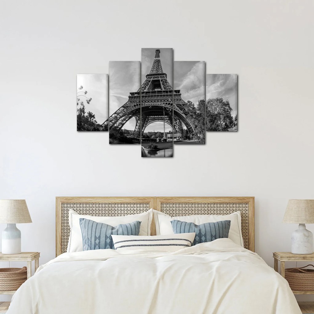 Kép - Eiffel-torony, fekete-fehér (150x105 cm)