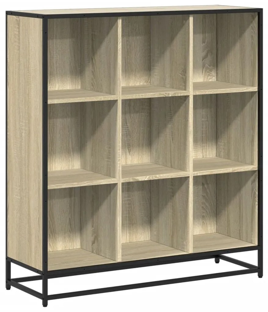 sonoma tölgy szerelt fa és fém könyvszekrény 97,5x33x107,5 cm