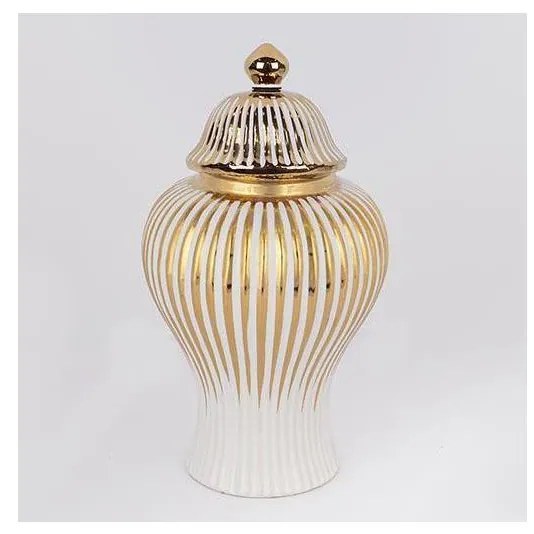 Eurolamp Kerámia váza 35x18,5 cm arany/fehér EU0518