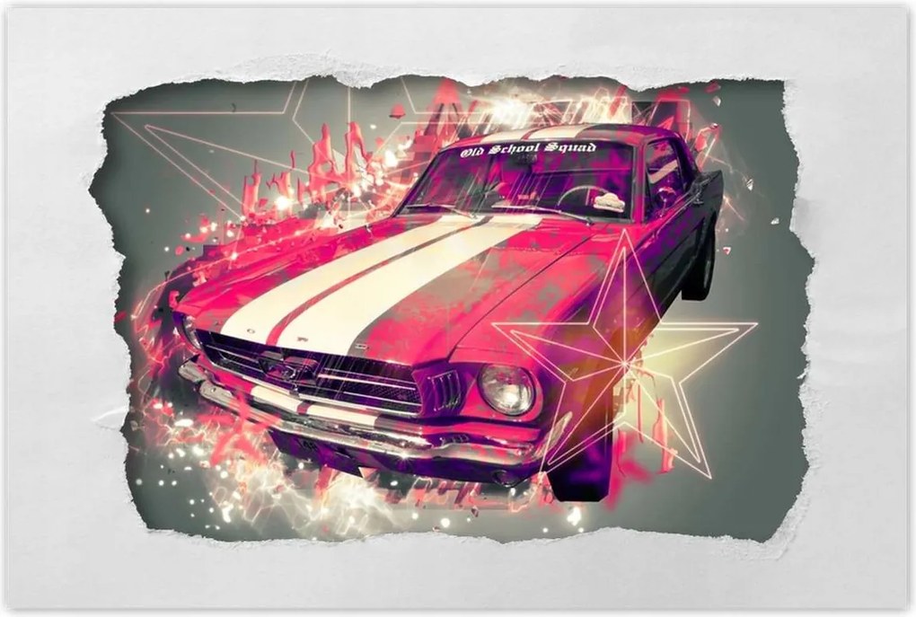 Poszter 90x60 Rózsaszín Ford Mustang