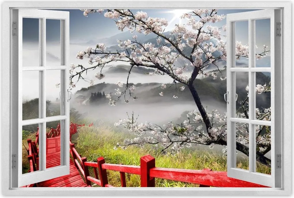 Poszterek 90x60 Vörös híd Japánban