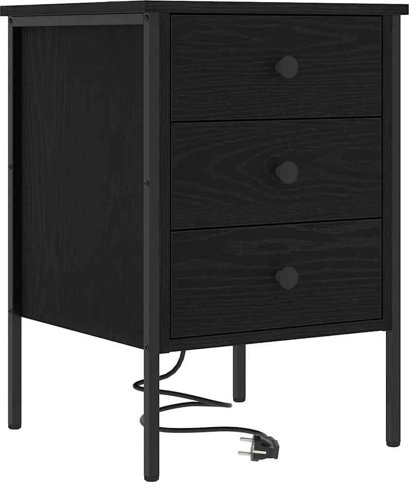 vidaXL Éjjeliszekrény fiókkal Fekete tölgy 42 x 41 x 61 cm Faanyag