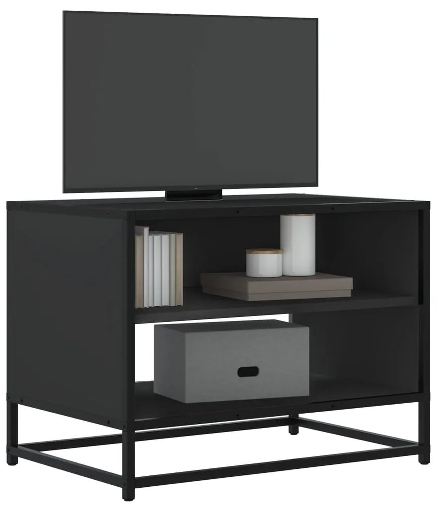 fekete szerelt fa és fém TV-szekrény 61x40x46 cm