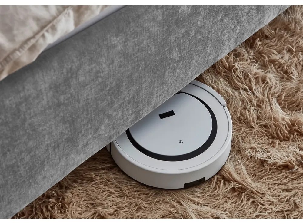 Szürke kárpitozott franciaágy ágyráccsal 180x200 cm Piano – Meise Möbel