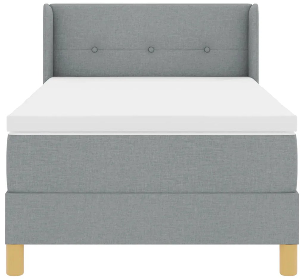 Boxspring Ágy Matraccal, Világosszürke, 90 x 200 cm