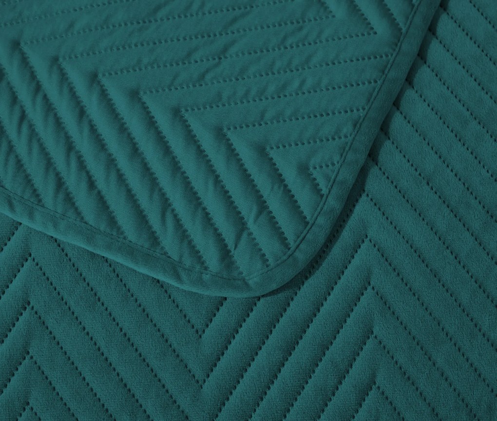Türkiz bársony ágytakaró mintával ARROW VELVET Méret: 170 x 210 cm