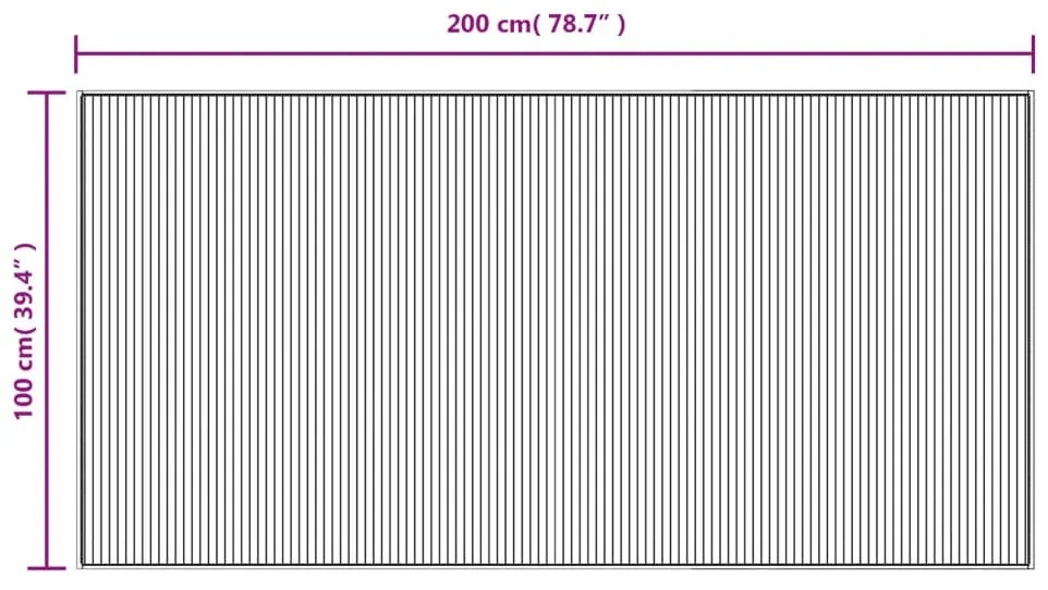négyszögletű fekete bambusz szőnyeg 100 x 200 cm
