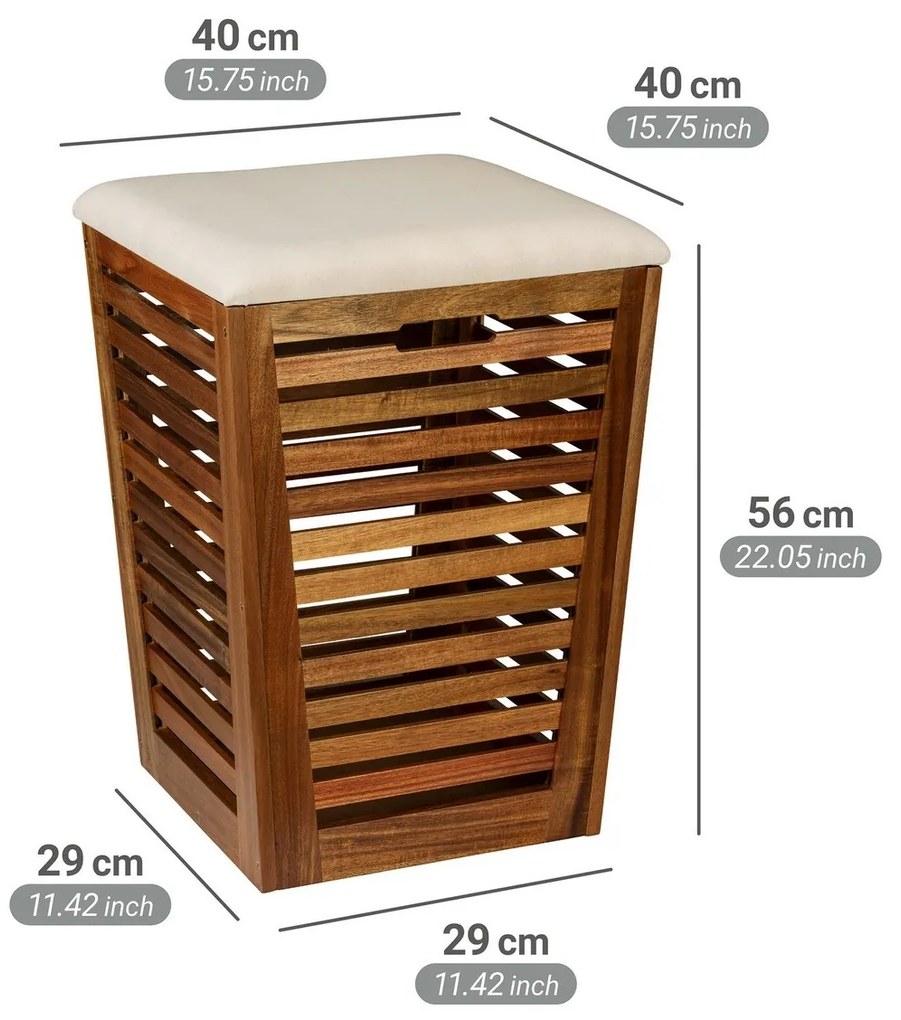 Wenko Acacia szennyes kosár ülőkével Fondi 55 l